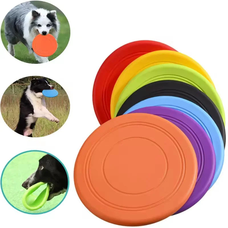 Chew-Resistant Soft Rubber Dog Frisbee for Fetch Training