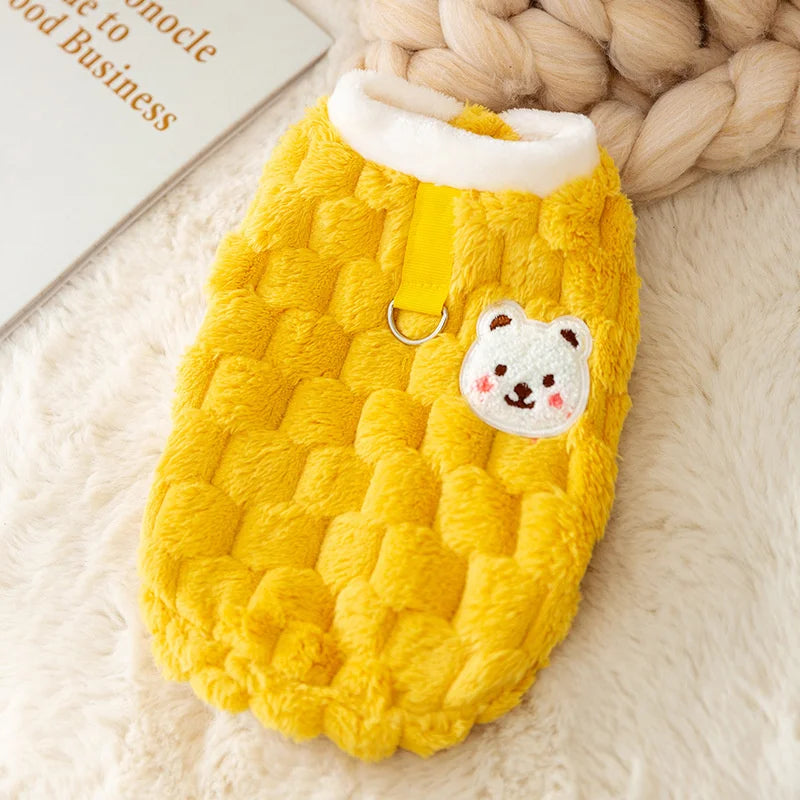 Sweet Bear Print Plush Sweater Jacket for Small Dogs and Cats