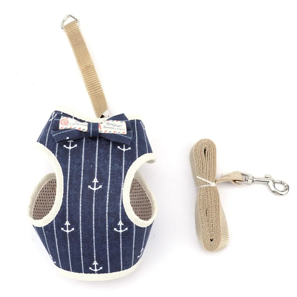 Bowknot Mesh Harness and Leash Set for Small Dogs and Cats