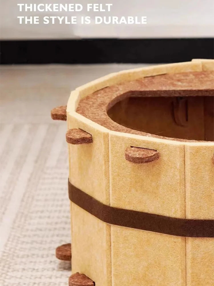 Semi-Enclosed Felt Cat Bed House for Sleeping and Scratching