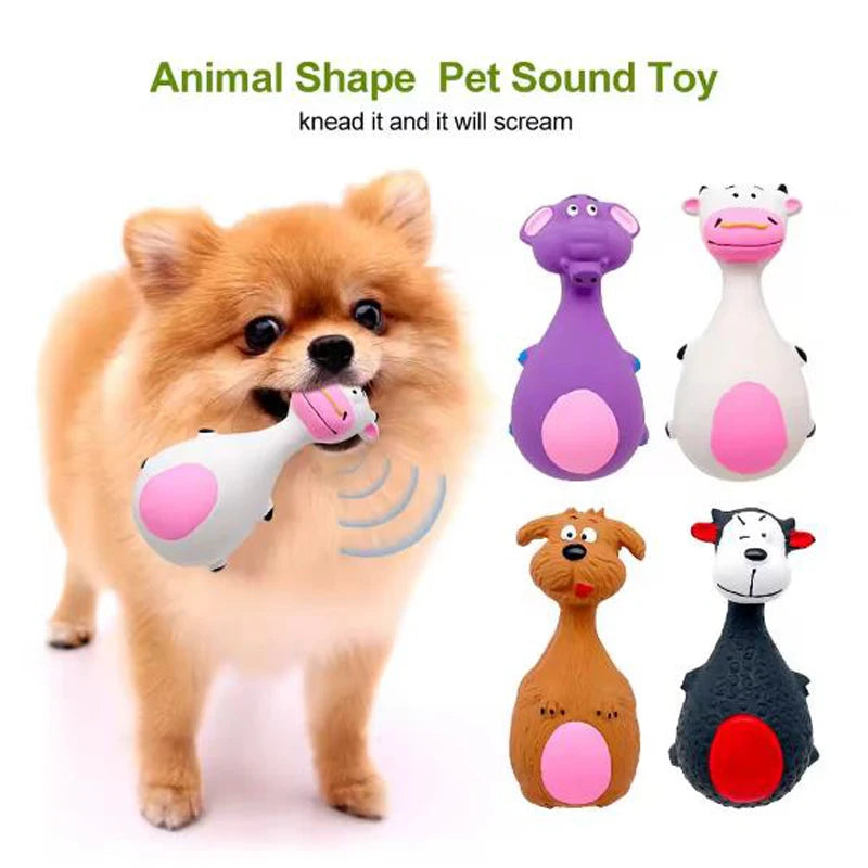 Squeaky Animal Chew Toy for Dogs - Elephant and Cow Style