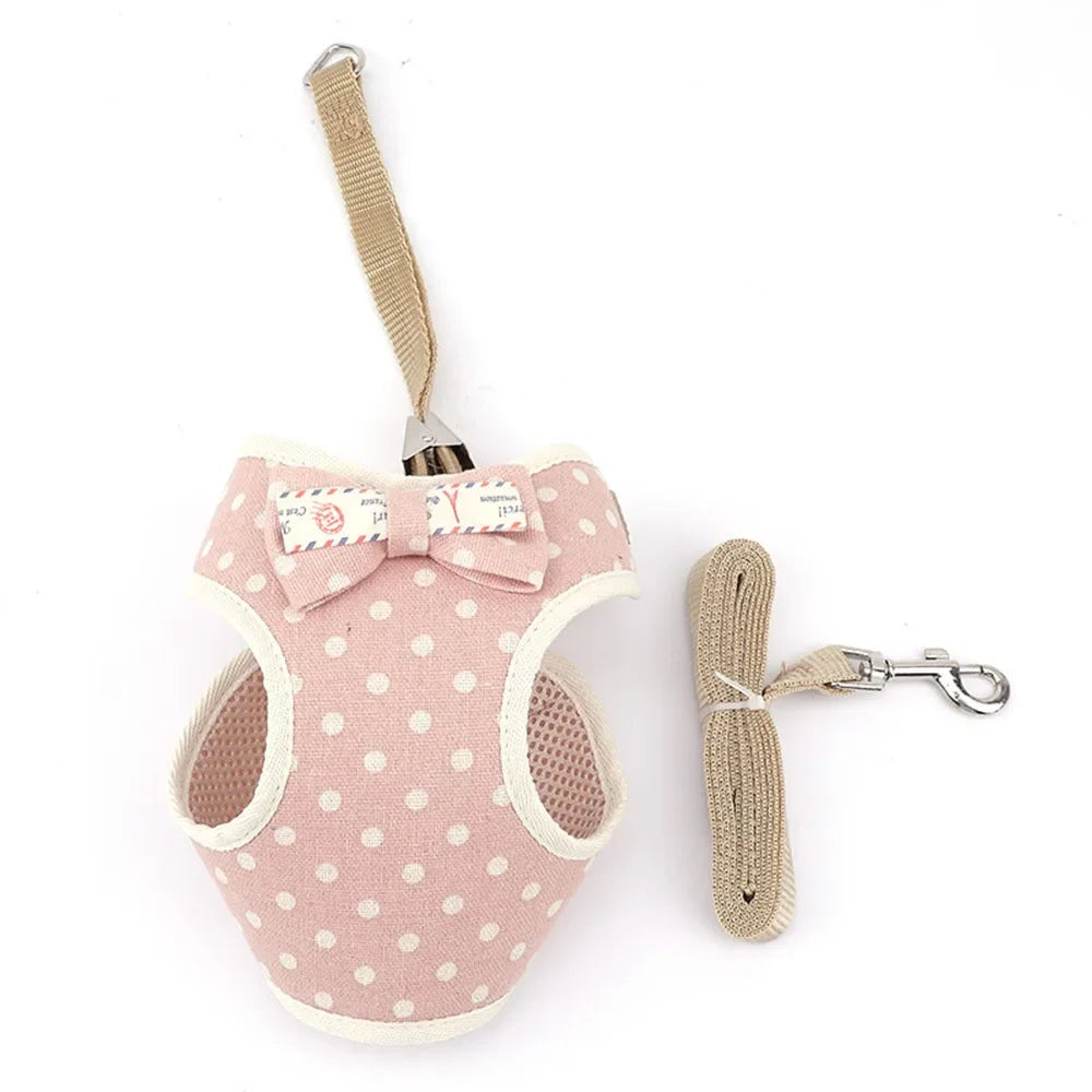 Bowknot Mesh Harness and Leash Set for Small Dogs and Cats