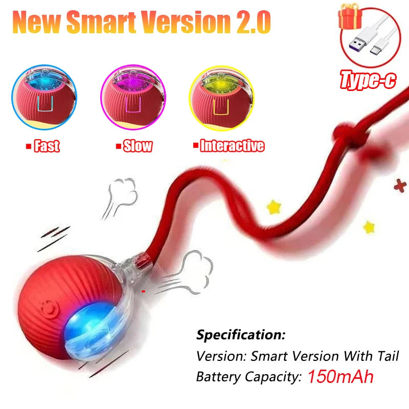 Rechargeable Faux Tail Smart Ball Cat Toy