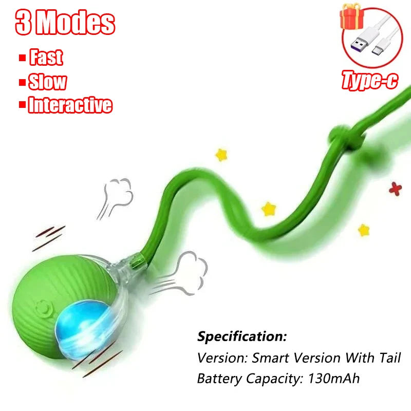 Rechargeable Faux Tail Smart Ball Cat Toy
