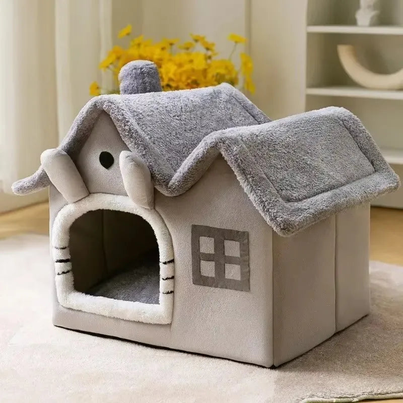 Foldable Cotton Dog House Bed for Cats and Small Dogs