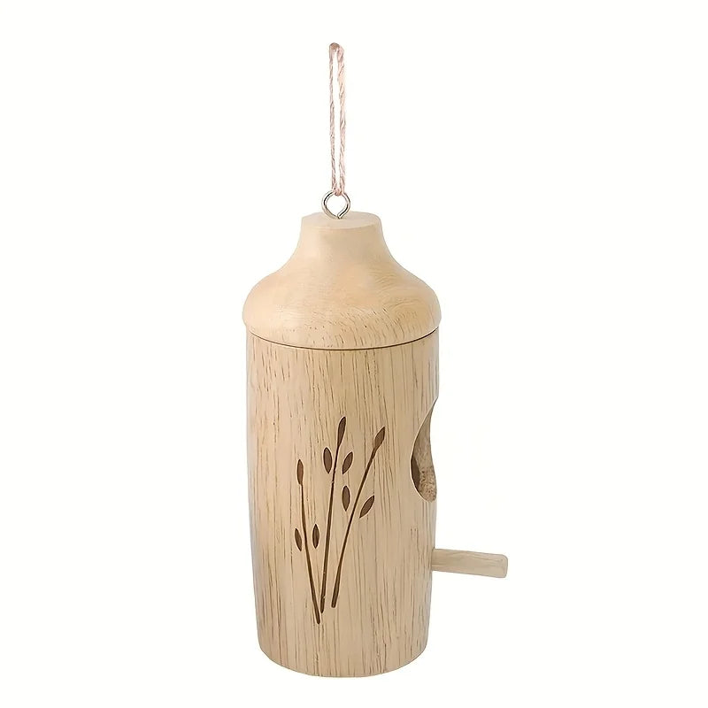 Wooden Hanging Hummingbird House for Garden Decor