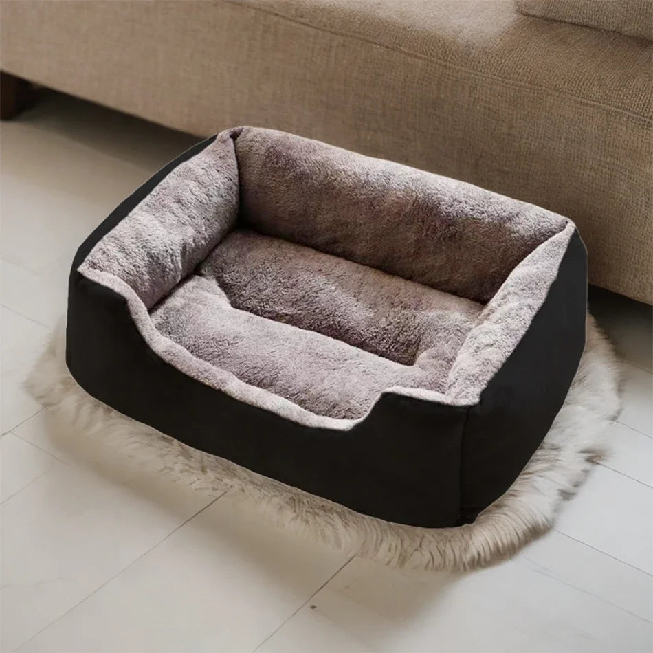 Plush Cat and Dog Cushion Bed with Breathable Basket Design