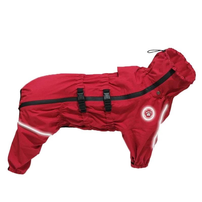 Reflective Waterproof Dog Raincoat Jumpsuit for Large Dogs