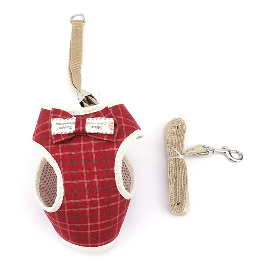 Bowknot Mesh Harness and Leash Set for Small Dogs and Cats