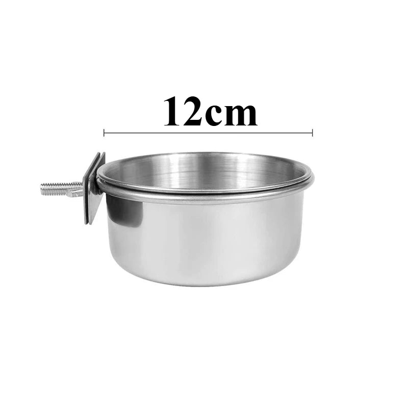 Stainless Steel Clamp Bird Food and Water Cup