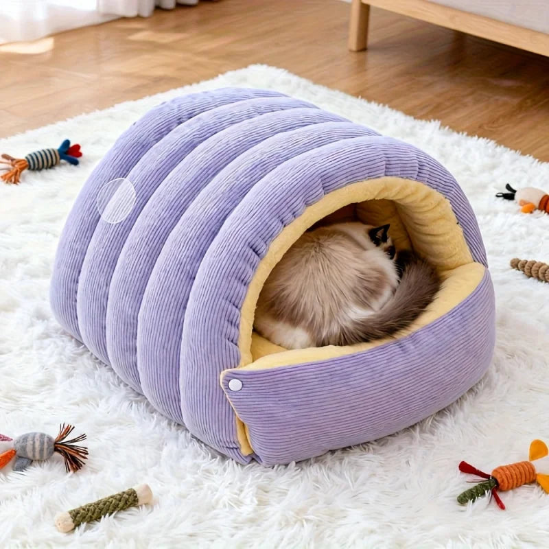 Thick Warm Cat Cave Bed for Winter Sleeping