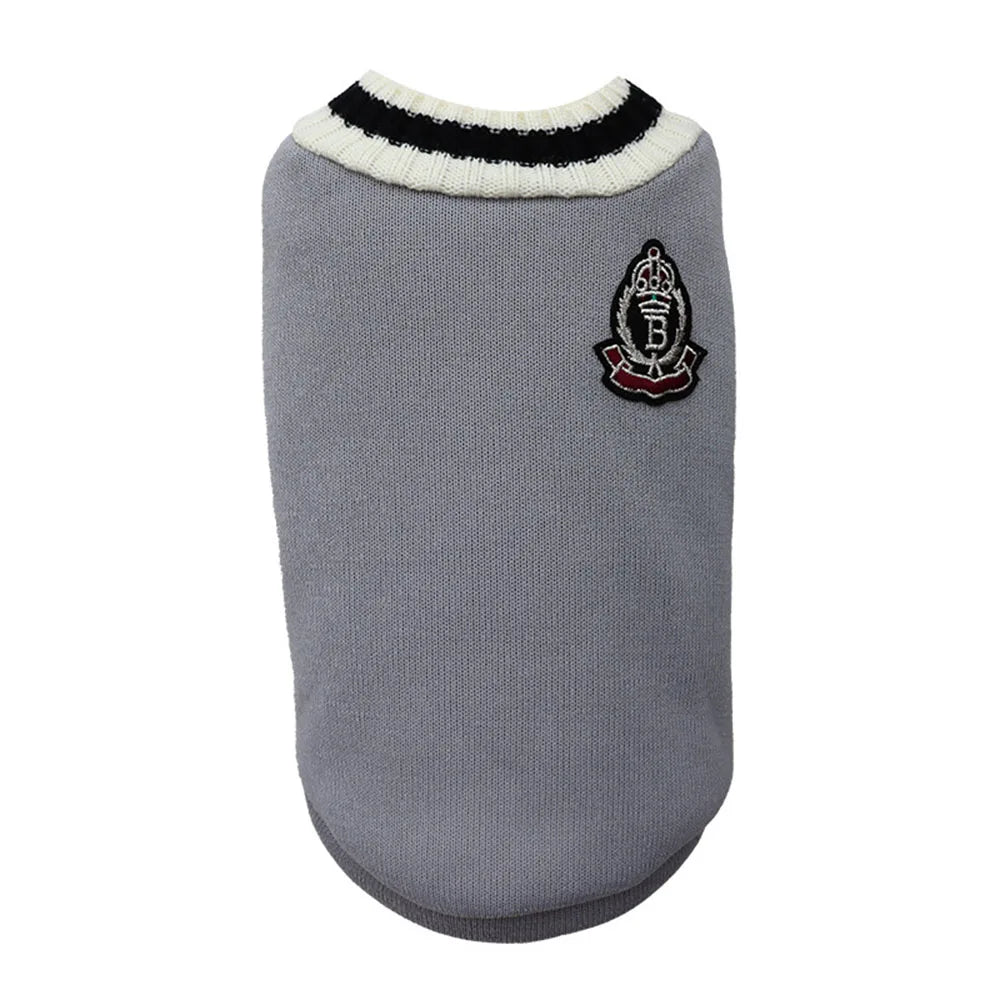 Collegiate Style Winter Sweater Vest for Cats and Small Dogs
