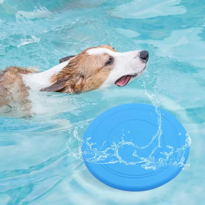 Chew-Resistant Soft Rubber Dog Frisbee for Fetch Training