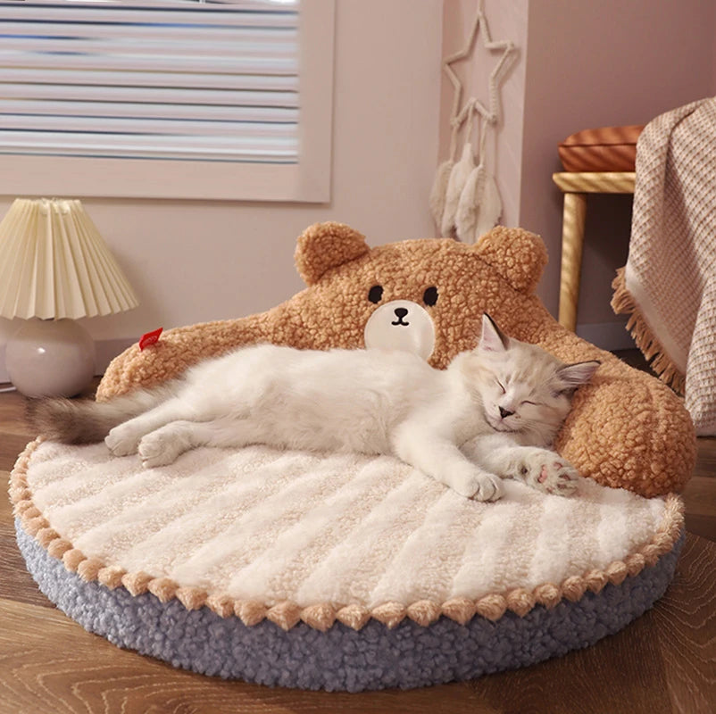 Velvet Winter Cat Bed Cushion for Small and Medium Pets