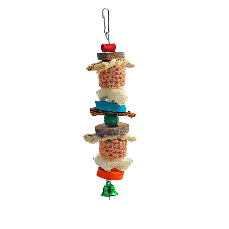 Natural Corn Cob and Loofah Parrot Chew Toy