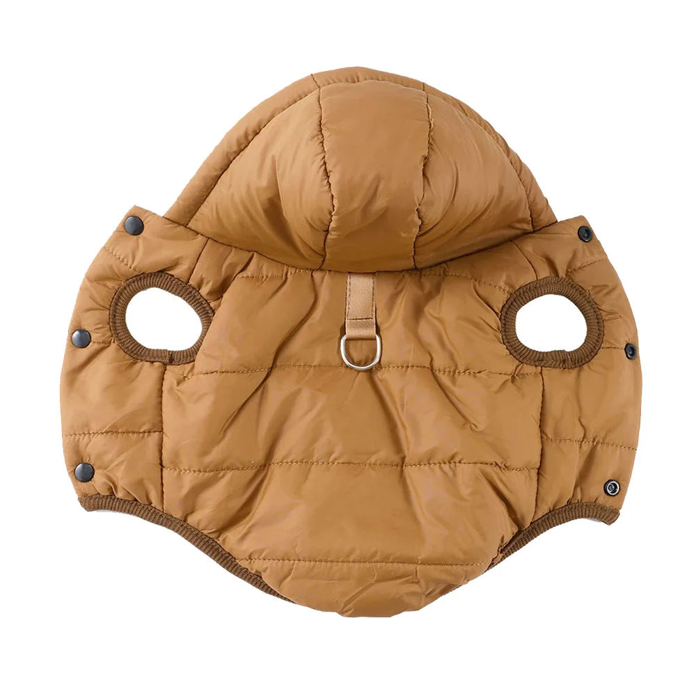 Hooded Fleece Winter Coat with D-Ring for Cats and Small Dogs