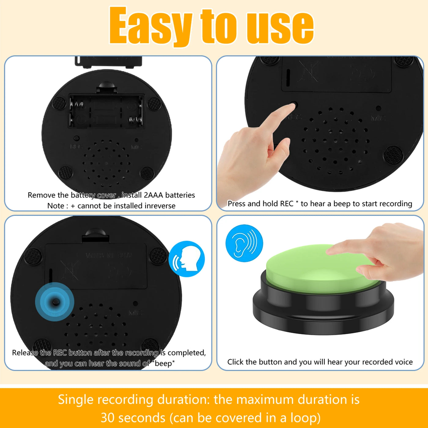 Recordable Dog Training Buttons with Light - 4/6 Piece Set