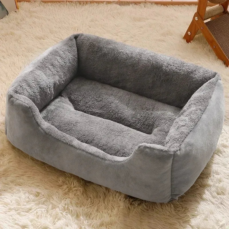 Plush Cat and Dog Cushion Bed with Breathable Basket Design