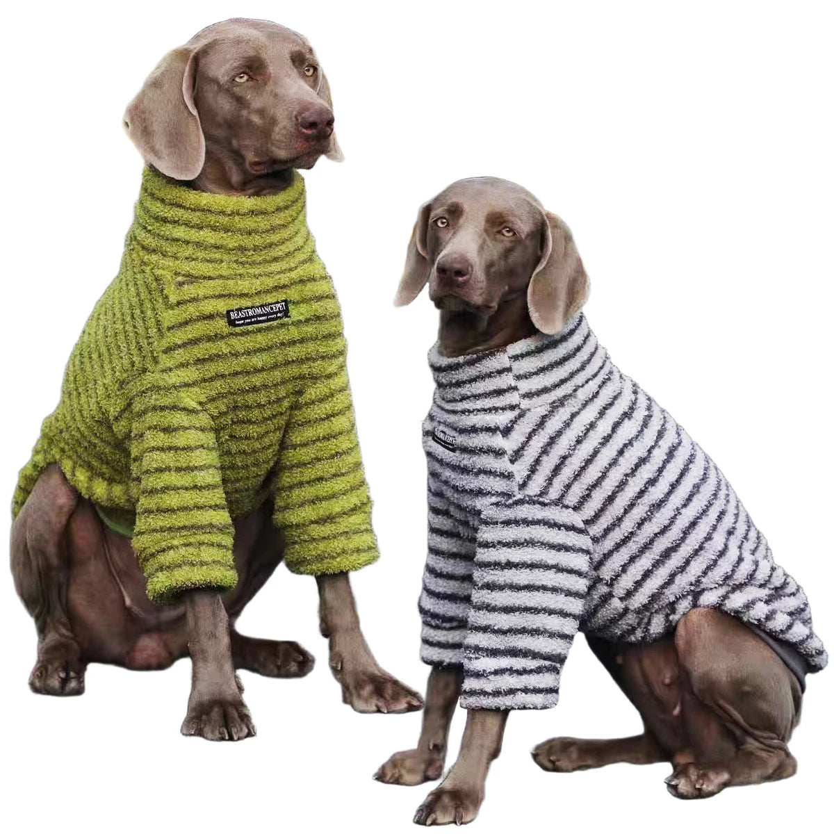 Striped Fleece Turtleneck Dog Sweater for Medium and Large Dogs