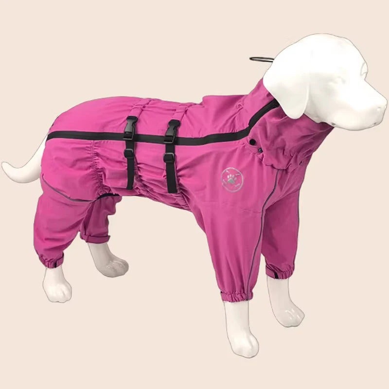 Reflective Waterproof Dog Raincoat Jumpsuit for Large Dogs
