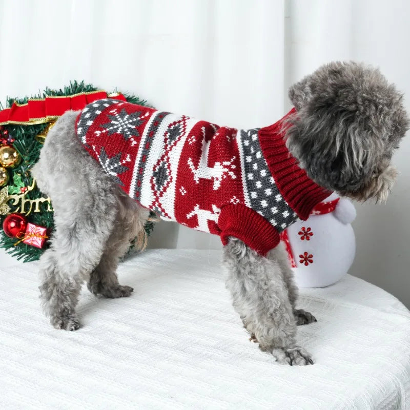 Festive Christmas Knit Dog Sweater for Puppies and Small Dogs