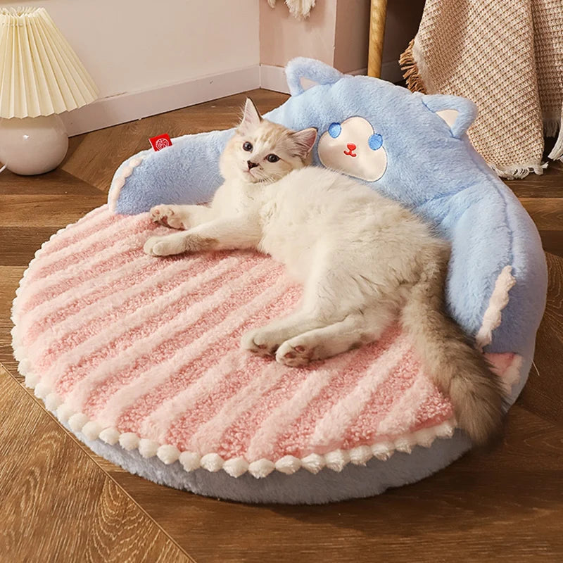 Velvet Winter Cat Bed Cushion for Small and Medium Pets