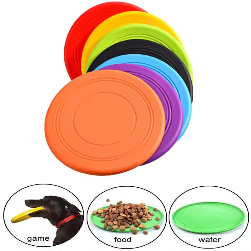 Chew-Resistant Soft Rubber Dog Frisbee for Fetch Training