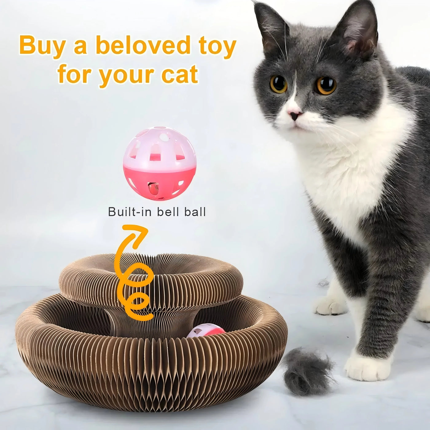 Round Corrugated Cat Scratcher Board with Ball Track