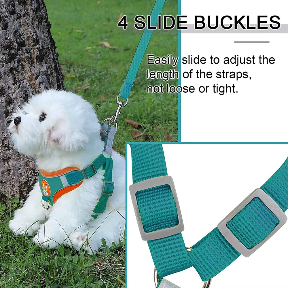 Step-In Reflective Vest Harness and Leash Set for Puppies