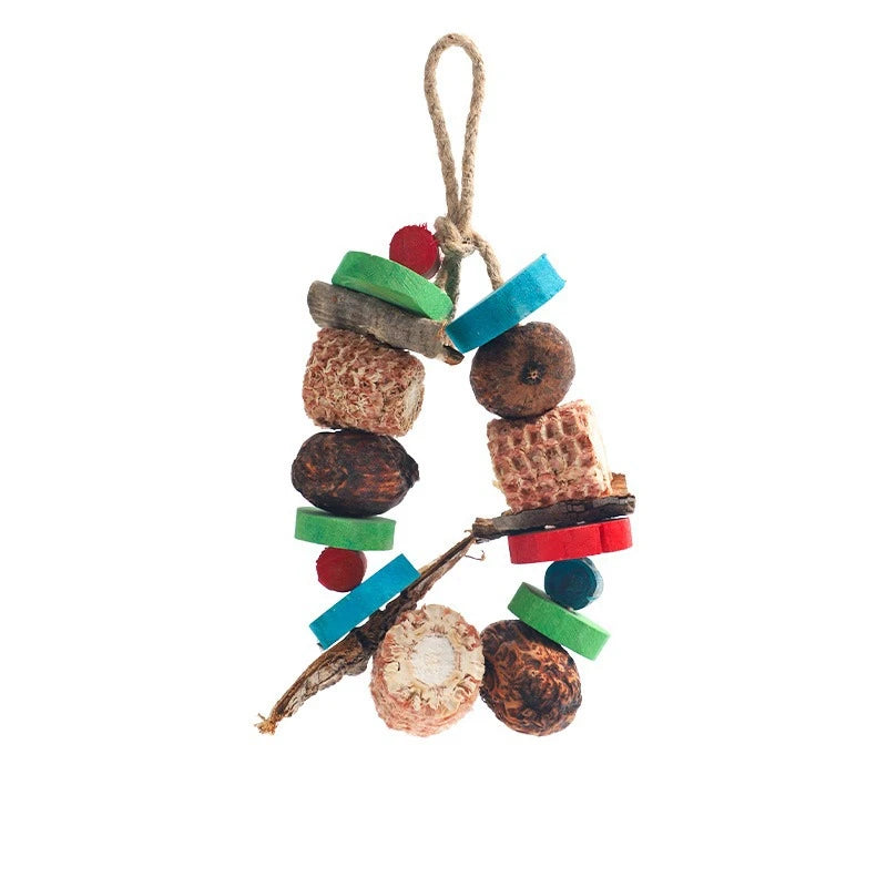 Natural Corn Cob and Loofah Parrot Chew Toy