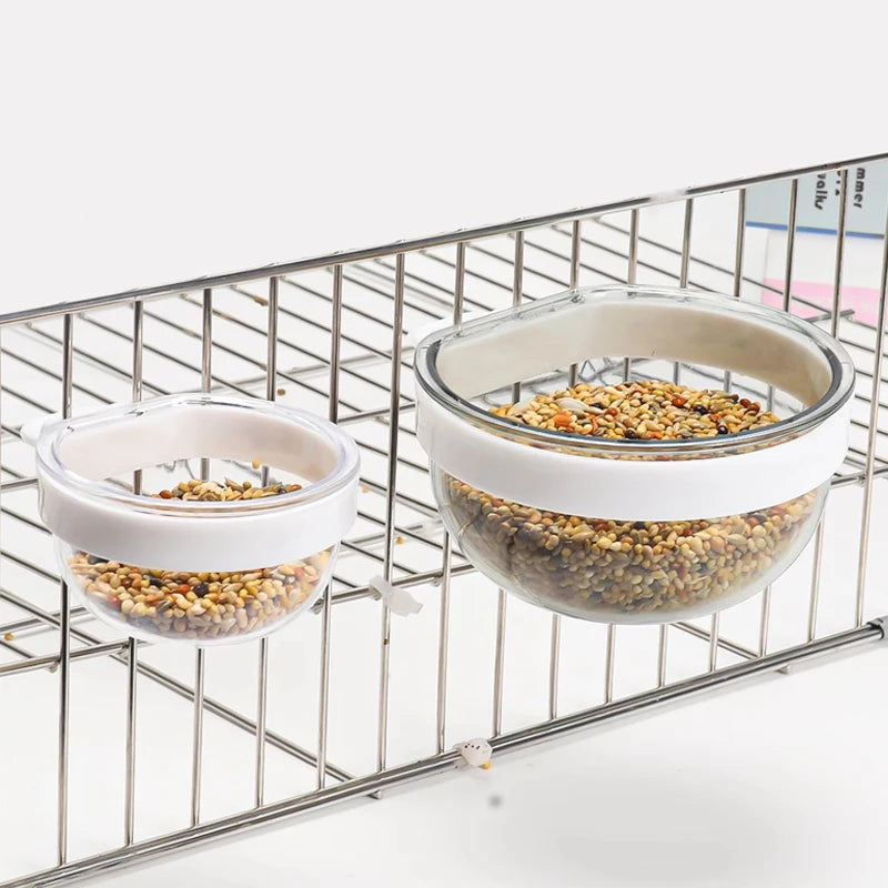 Detachable Transparent Bird Feeding Bowl for Cages