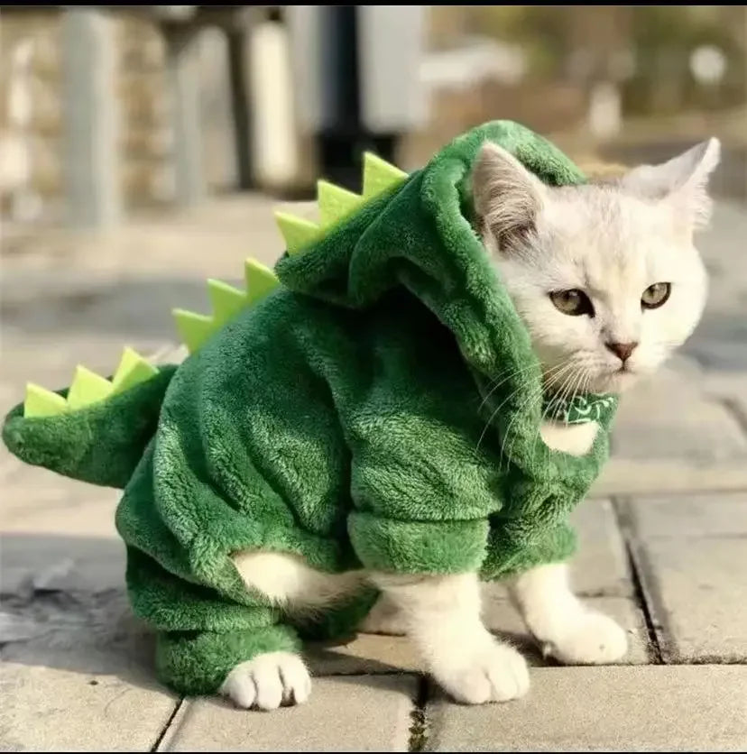 Dinosaur Fleece Hoodie Costume for Cats and Small Dogs