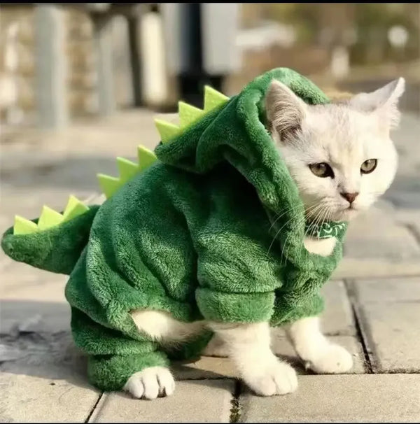 Dinosaur Fleece Hoodie Costume for Cats and Small Dogs
