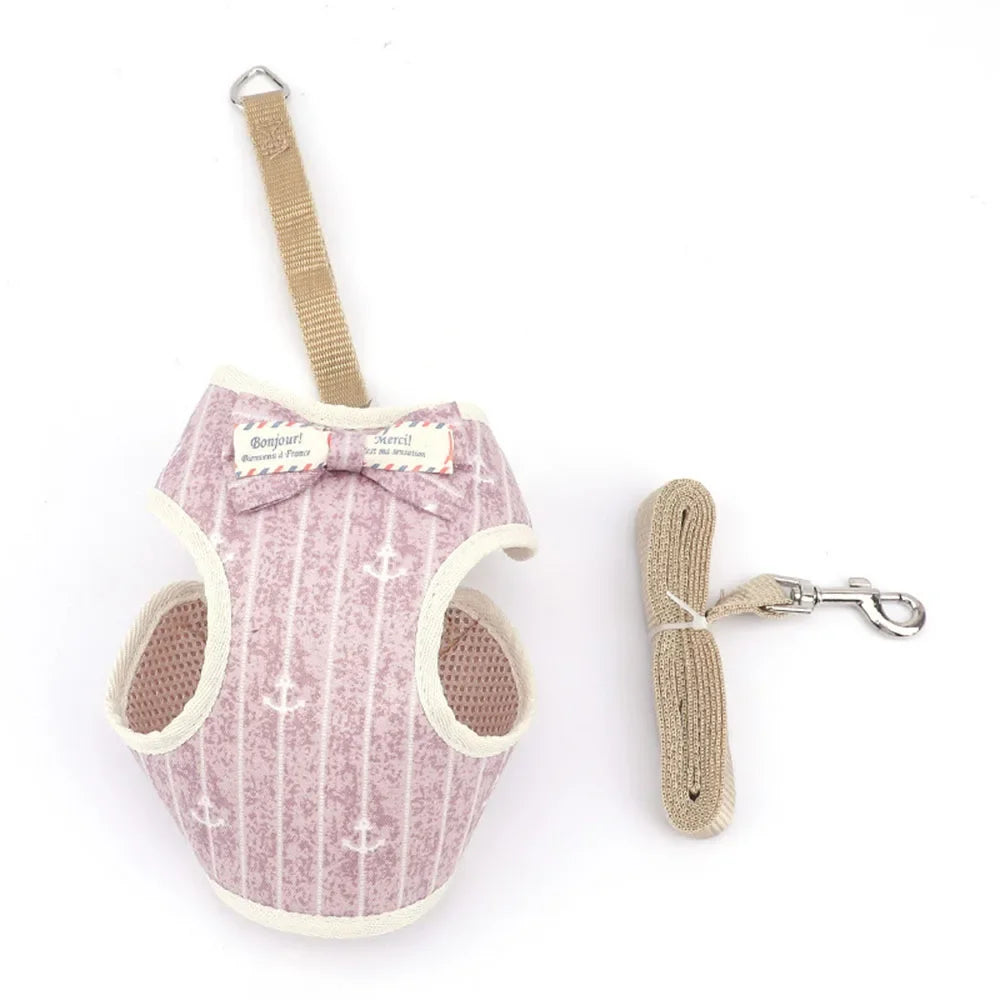 Bowknot Mesh Harness and Leash Set for Small Dogs and Cats