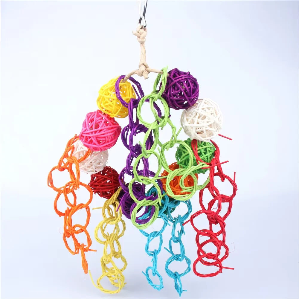Colorful Parrot Biting and Foraging Toy Set