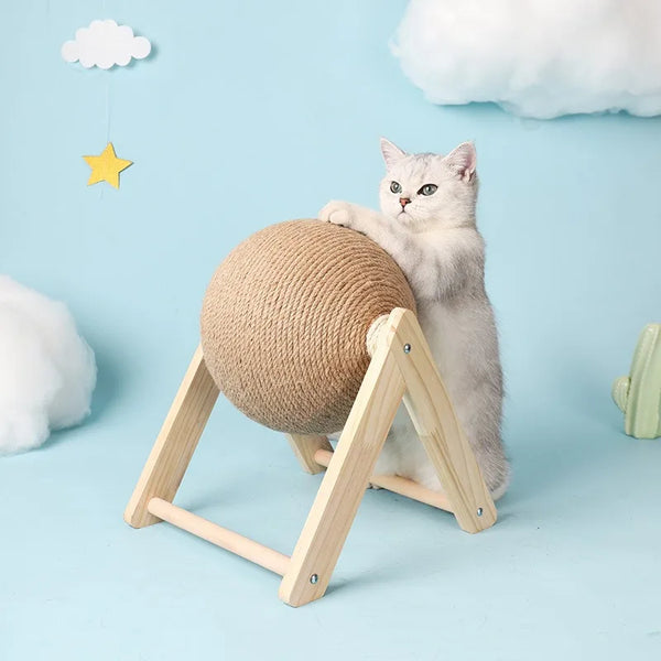 Sisal Rope Cat Scratching Ball with Wooden Base