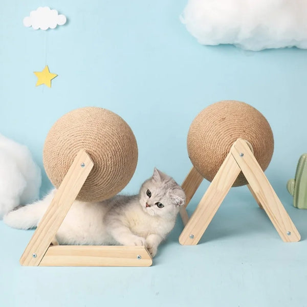 Sisal Rope Cat Scratching Ball with Wooden Base
