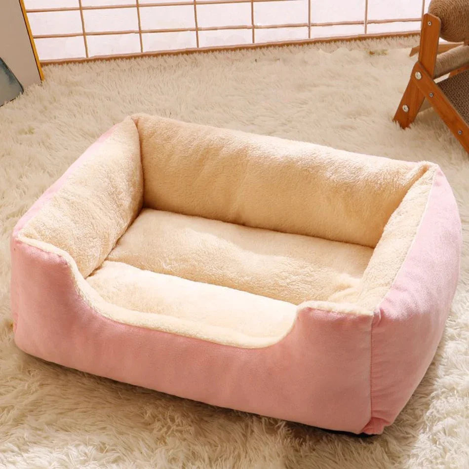 Plush Cat and Dog Cushion Bed with Breathable Basket Design