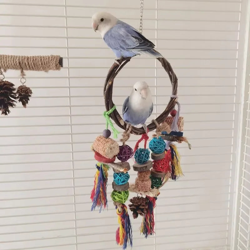 Colorful Parrot Biting and Foraging Toy Set