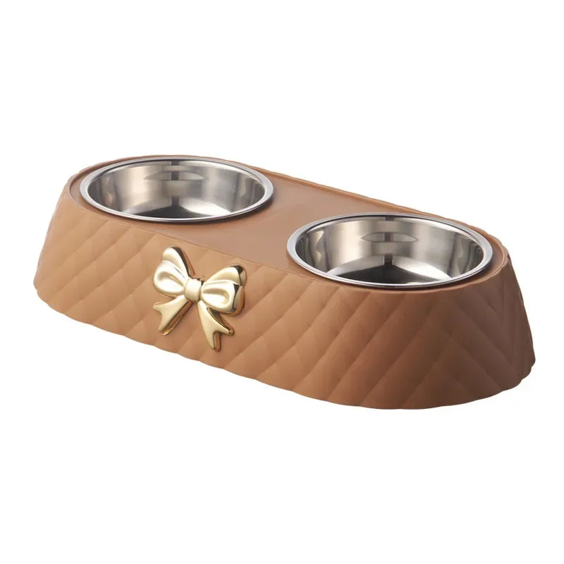 Bowtie Double Food and Water Bowl for Cats and Dogs