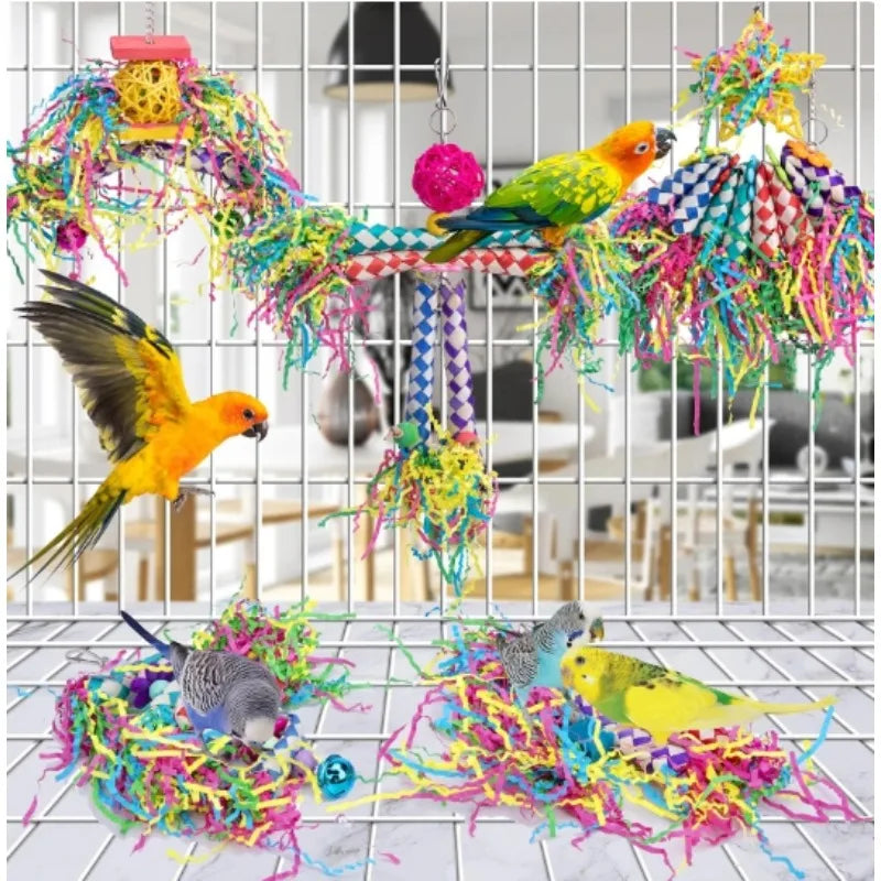 Colorful Parrot Biting and Foraging Toy Set