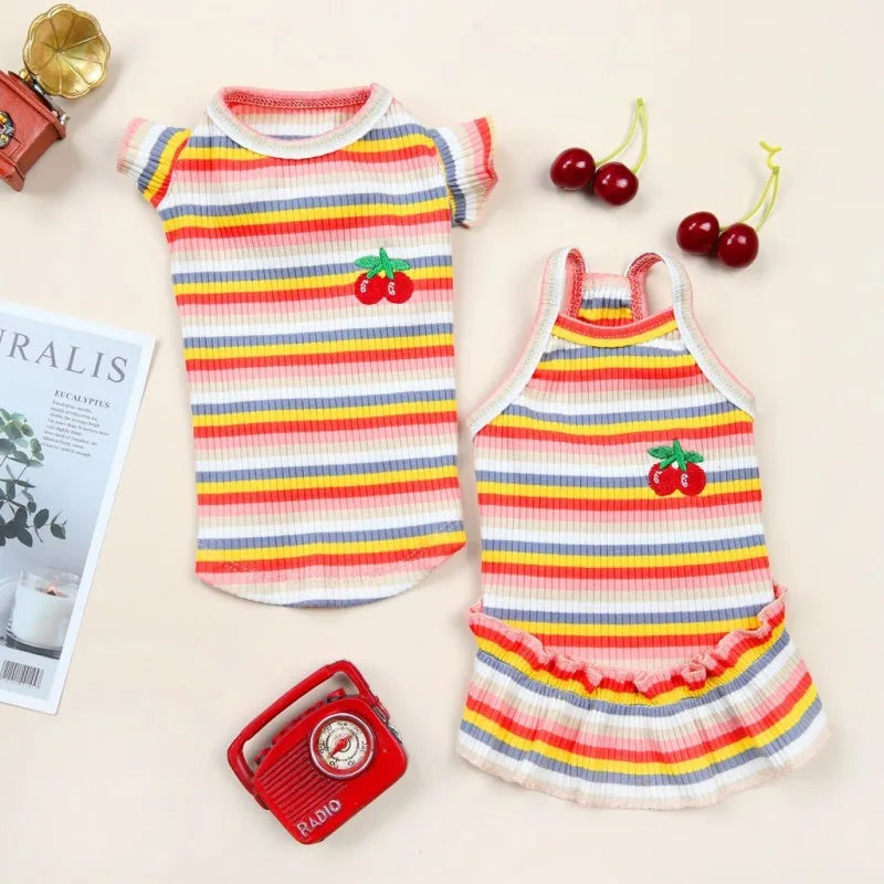 Ruffle Striped Skirt Vest for Cats and Small Dogs