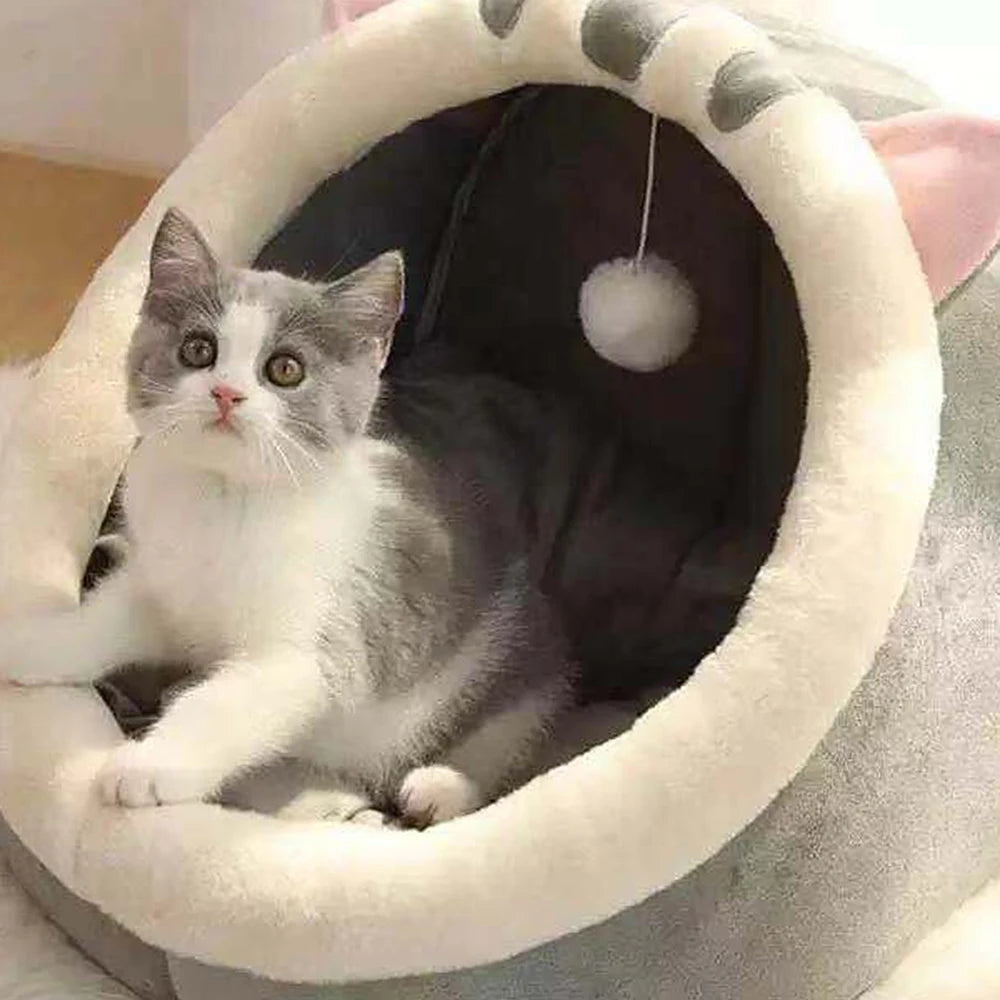 Semi-Closed Cotton Cat Nest Bed for Cozy Rest