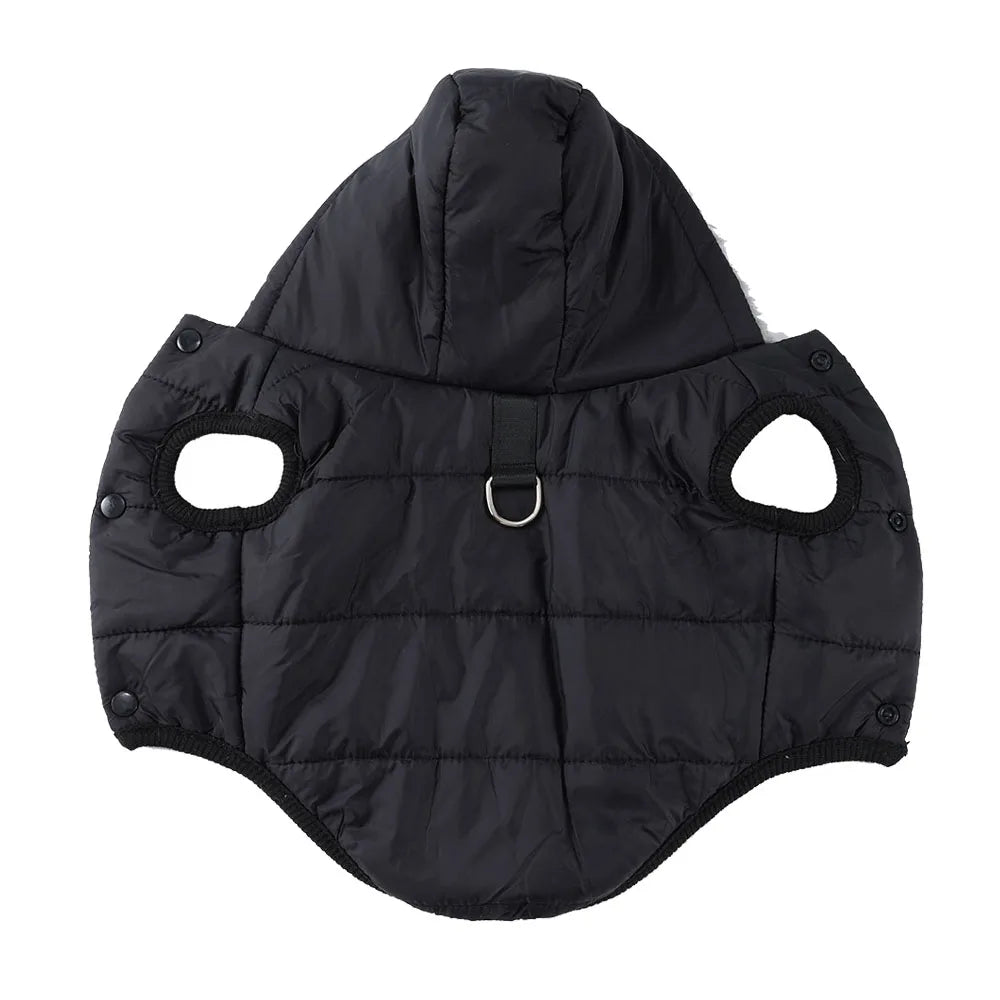 Hooded Fleece Winter Coat with D-Ring for Cats and Small Dogs