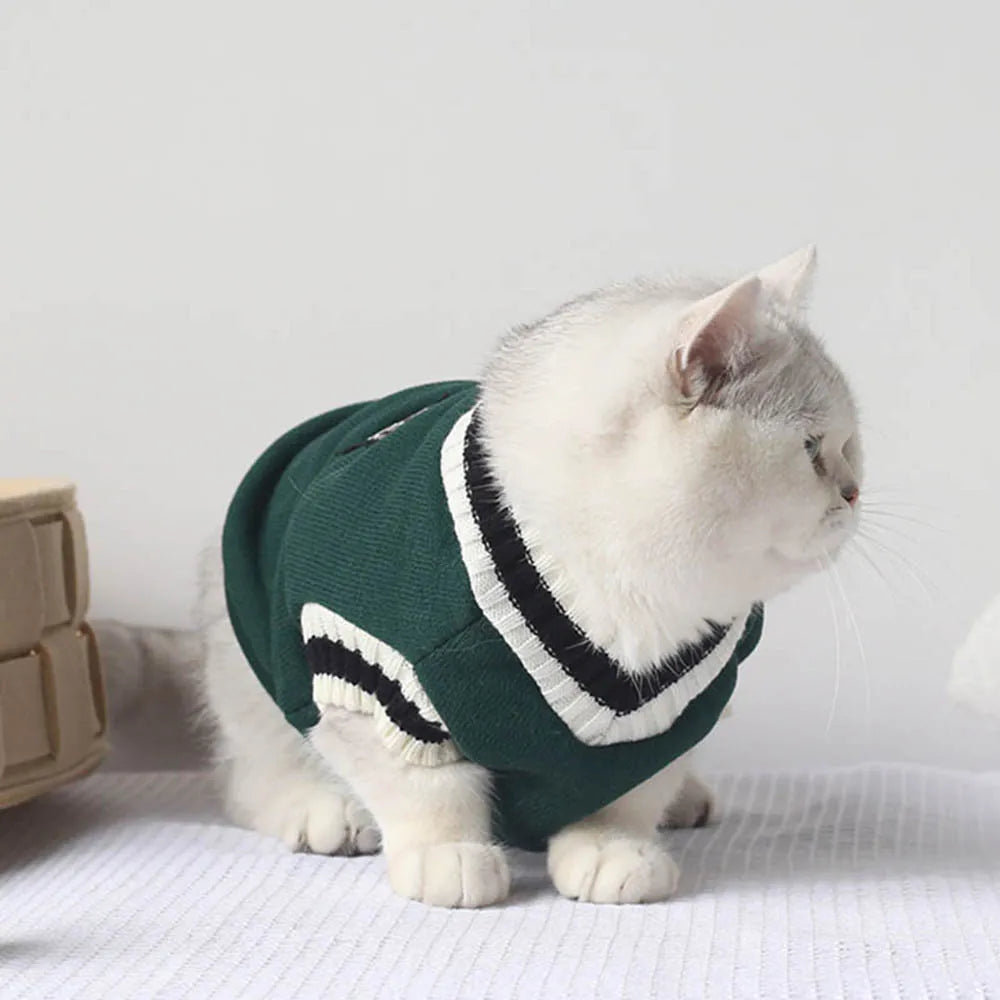 Collegiate Style Winter Sweater Vest for Cats and Small Dogs