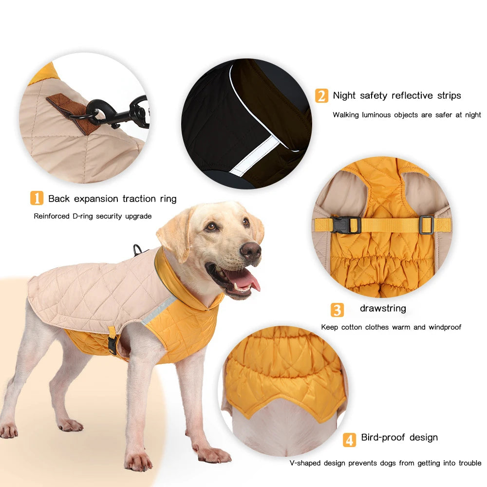 Waterproof Padded Winter Dog Vest Jacket for Small to Large Dogs