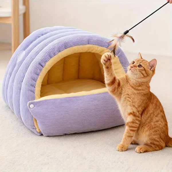 Thick Warm Cat Cave Bed for Winter Sleeping