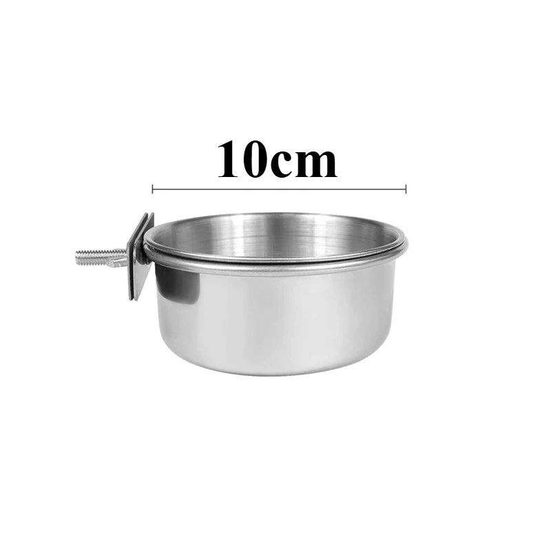 Stainless Steel Clamp Bird Food and Water Cup