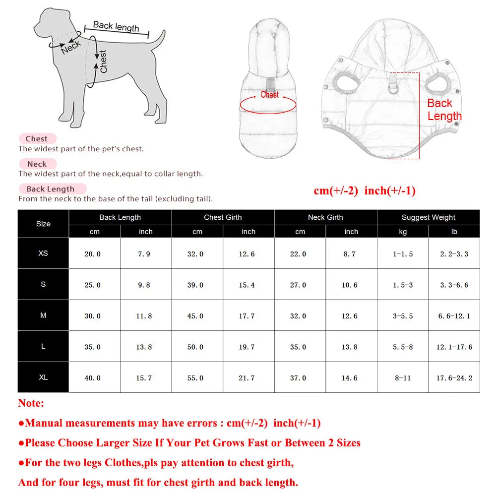 Hooded Fleece Winter Coat with D-Ring for Cats and Small Dogs