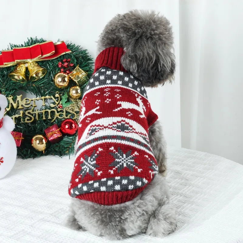 Festive Christmas Knit Dog Sweater for Puppies and Small Dogs